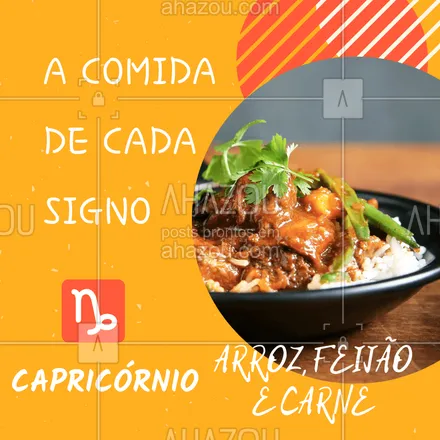 posts, legendas e frases de assuntos variados de gastronomia para whatsapp, instagram e facebook: O capricorniano coloca a praticidade acima de tudo, inclusive na hora de se alimentar. Daí vem seu gosto por alimentos simples, porém saborosos, como o tradicional combo arroz, feijão e carne. ♑? #comida #ahazougastronomia #signo #capricornio