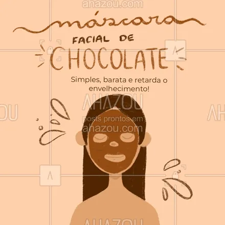 posts, legendas e frases de estética facial para whatsapp, instagram e facebook: Está buscando uma opção simples, barata e ótima para retardar o envelhecimento da sua pele? Experimente nossas máscaras faciais de chocolate! 
Você vai adorar!
??‍♀️
#AhazouBeauty #pele #tratamento #chocolate #cholateFacial #mascara #mascaradeChocolate #mascaraFacialChocolate #colageno #pele #retardardadorDeEnvelhecimento #esteticafacial #skincare #limpezadepele #limpezadepele