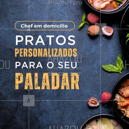 posts, legendas e frases de  para whatsapp, instagram e facebook: Com um chef a domicílio, você escolhe o cardápio dos seus sonhos! Desde pratos clássicos até criações exclusivas, tudo feito sob medida para o seu gosto. 🍷👨‍🍳
Agende já e transforme sua refeição em uma experiência única! 📞
#ChefADomicílio #CardápioPersonalizado #GastronomiaSobMedida #SaborESofisticação