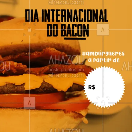 posts, legendas e frases de assuntos variados de gastronomia para whatsapp, instagram e facebook: Eu ouvi bacon e desconto na mesma frase?!?? 
.
?(inserir nome do restaurante)? 
?(inserir contato para pedido/delivery) 
?(inserir endereço) 
⏰(inserir horário de funcionamento) 


#AhazouTaste #Gastronomia #Burger #DiaInternacionaldoBacon #DiadoBacon #Bacon #Promoção 
