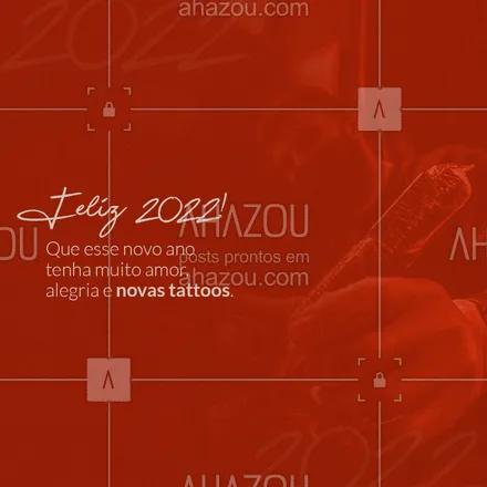 posts, legendas e frases de estúdios, tatuadores & body piercer para whatsapp, instagram e facebook: A nova tattoo a gente garante! 😂 #AhazouInk #anonovo #2022 #tattoo #tatuagem #estudiodetattoo 
