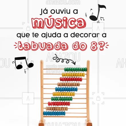 posts, legendas e frases de ensino particular & preparatório para whatsapp, instagram e facebook: A tabuada do 8 é uma das mais difíceis de decorar, mas agora seus problemas acabaram:

A tabuada do oito
Eu vou agora cantar
Basta pensar um pouquinho
Para as frases lembrar
1×8 sempre dá oito
 2×8 dá dezesseis
3×8 são vinte e quatro
Tem também na tabuada do seis
A tabuada do oito
Não mete medo em ninguém
Tiro um tempinho e canto
Vou é me dar muito bem
 4×8, trinta e dois
5×8 lá vem quarenta
6×8, quarenta e oito
A sequência sempre aumenta
A tabuada do oito
Nunca mais vou esquecer
Este sambinha gostoso vai me fazer aprender
7×8, cinquenta e seis
 8×8, sessenta e quatro
9×8, setenta e dois
10×8, oitenta e eu passo!






#AhazouEdu #tabuada #dica #criatividade #diadacriatividade #motivacional  #tabuadado8 #musica #cantar