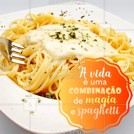 posts, legendas e frases de cozinha italiana para whatsapp, instagram e facebook: Com comida italiana, a vida fica repleta de magia! Quem concorda? #macarrão #ahazou #massas #comidaitaliana