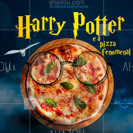 posts, legendas e frases de pizzaria para whatsapp, instagram e facebook: Apresentando a vocês mais um clássico das telinhas: Harry Potter e a pizza fenomenal! ?? Curtiu? Faça seu pedido pelo delivery e receba uma pizza fenomenal na sua casa! #pizzalovers #harrypotter #classicosdafome #ahazoutaste