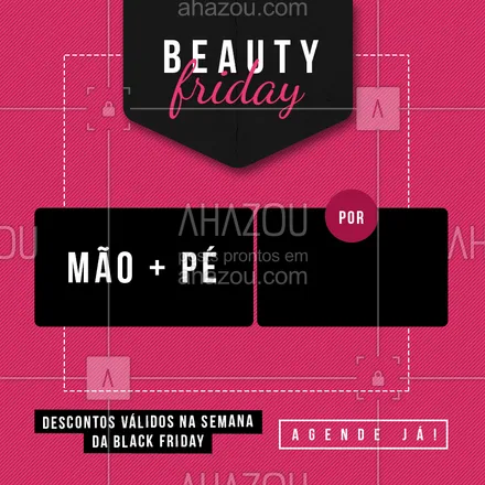 posts, legendas e frases de manicure & pedicure para whatsapp, instagram e facebook: Nossa Beauty Friday chegou e vai durar toda a semana! Corre agendar seu horário! #blackfriday #manicure #ahazou #blackband #desconto #pedicure #unhas
