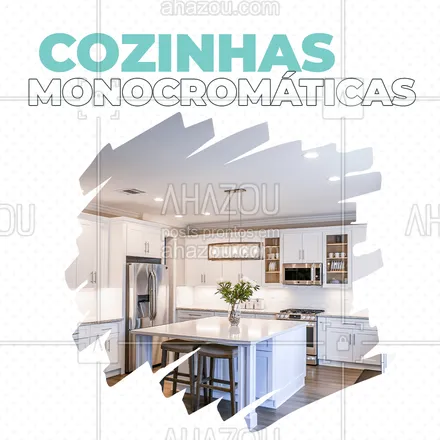 posts, legendas e frases de móveis planejados para whatsapp, instagram e facebook: Sabe aquela cozinha toda branca que todo mundo tem ou quando se pensa em planejar uma cozinha é automaticamente escolhida a cor branca? Bom diga adeus a essas cozinhas todas brancas e combinando, a tendência desse ano é cozinhas com cores vibrantes que transmitem ousadia e alegria sem se preocupar com muitas combinações. #AhazouPlanejados #moveissobmedida #cozinhaplanejada #salaplanejada #casaplanejada #moveisplanejados #móveisplanejados