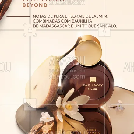 posts, legendas e frases de avon para whatsapp, instagram e facebook: Supere as expectativas e saia do comum com a combinação das notas frutadas de pêra, florais de jasmim e a exclusiva Baunilha de Madagascar. 🪻🤎 

Far Away Beyond. Libere o Extraordinário. ✨ #ahazouavon #ahazourevenda