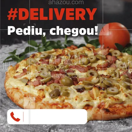posts, legendas e frases de pizzaria para whatsapp, instagram e facebook: Não fique na vontade, peça no Delivery e tenha a melhor pizza na sua casa! #delivery #pizza #ahazou #pizzaria