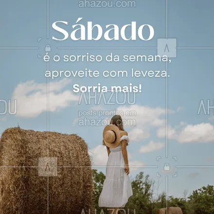 posts, legendas e frases de para whatsapp, instagram e facebook: Leveza no coração e sorriso no rosto fazem toda a diferença. Tenha um sábado maravilhoso!
#sabado #sorriso #motivacao #leveza #frasesinspiradoras #sejafeliz