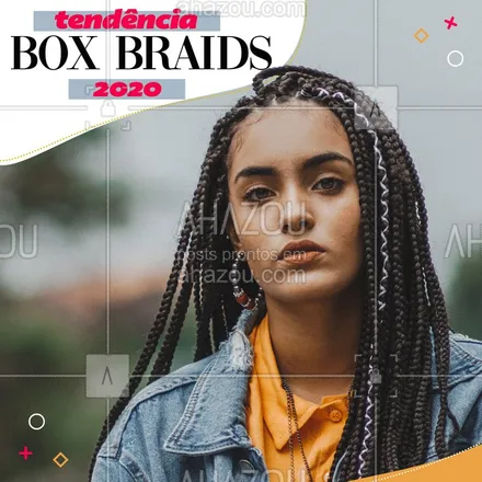 posts, legendas e frases de cabelo para whatsapp, instagram e facebook: Que tal seguir a tendência do box braids neste 2020, arrase no visual! Agende seu horário. #BoxBraids #Ahazou #Hair 