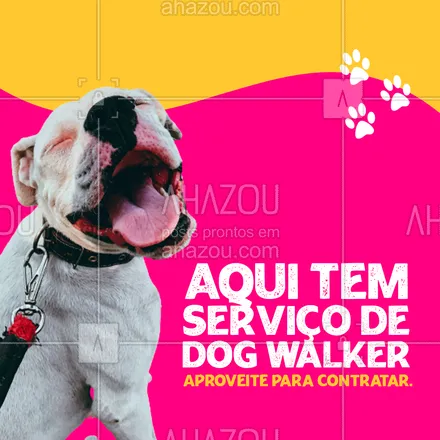 posts, legendas e frases de dog walker & petsitter para whatsapp, instagram e facebook: Não perca tempo e contrate nosso serviço de dog walker, pois seu pet merece o melhor.  🐕 #AhazouPet #dogwalk #dogwalker #dogwalkerlife  #dogtraining 