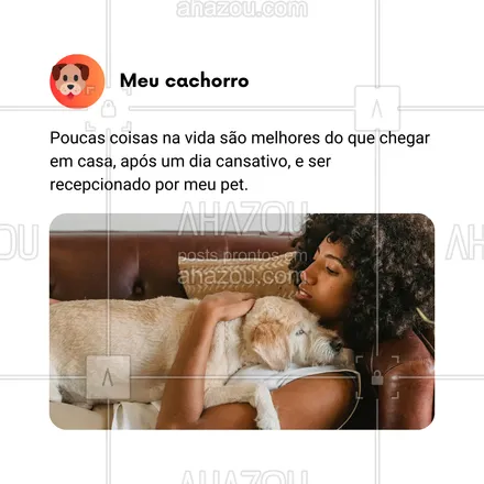 posts, legendas e frases de dog walker & petsitter, veterinário, petshop, assuntos variados de Pets para whatsapp, instagram e facebook: Poucas coisas na vida são melhores do que chegar em casa, após um dia cansativo, e ser recepcionado por meu pet. 🏡🐾 O carinho e a alegria que nossos amigos de quatro patas trazem para nosso lar fazem qualquer dia difícil valer a pena. Eles são nossos melhores amigos e terapeutas não oficiais, sempre prontos para oferecer amor e aconchego. 💖🐶 #AmorIncondicional #PetFeliz #ChegarEmCasa #CompanhiaFiel #VidaComPets #AhazouPet