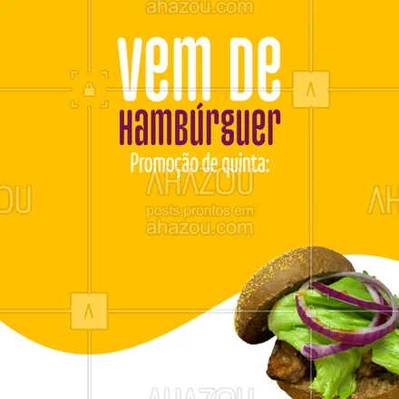 posts, legendas e frases de hamburguer para whatsapp, instagram e facebook: Todo dia é dia de hambúrguer, mas hoje tem promoção, hein! E aí, vai resistir? #ahazoutaste #artesanal  #burger  #burgerlovers  #hamburgueria  #hamburgueriaartesanal #promoção #quinta #editável