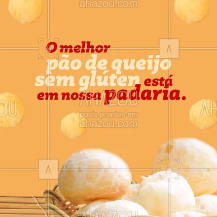 posts, legendas e frases de padaria para whatsapp, instagram e facebook: Na nossa padaria você encontra o pão de queijo sem glúten mais gostoso da região. Pensado para os intolerantes, para os que estão de dieta e para os amantes de pão de queijo no geral, assim como nós. Venha experimentar ou faça já o seu pedido (inserir número). 
#bakery #cafedamanha #padaria #ahazoutaste #padariaartesanal #panificadora #pãoquentinho #pãodequeijo #pãodequeijosemglúten #semglúten #convite