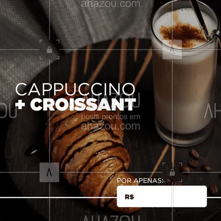 posts, legendas e frases de cafés para whatsapp, instagram e facebook: Quer um café da manhã diferente?
Venha provar o nosso dueto de Cappuccino + Croissant!

#cafe #ahazou #cappuccino #croissant
