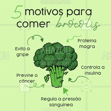 posts, legendas e frases de nutrição para whatsapp, instagram e facebook: Você conhecia esses benefícios do brócolis? #brocólis #ahazousaúde #vegetais #bandbeauty