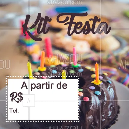 posts, legendas e frases de doces, salgados & festas para whatsapp, instagram e facebook: Encomende seu kit festa com a gente! ☎️ XXXXXX #kitfesta #doces #ahazouapp #aniversario #festa