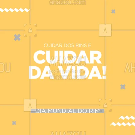 posts, legendas e frases de assuntos variados de Saúde e Bem-Estar para whatsapp, instagram e facebook: Coloque a sua saúde em primeiro lugar.
O Dia Mundial do Rim é um alerta para que você cuide da sua saúde e não sofra com problemas renais.
#AhazouSaude #bemestar #cuidese #qualidadedevida #saude #viverbem