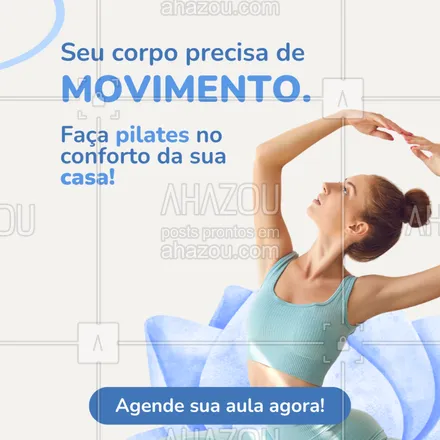 posts, legendas e frases de  para whatsapp, instagram e facebook: Você não precisa sair de casa para cuidar do seu bem-estar!
Com o pilates domiciliar, você ganha flexibilidade, força e equilíbrio — tudo no seu tempo e no seu espaço.
Entre em contato e agende uma aula experimental!
#pilatesemcasa #vidasaudavel #qualidadedevida #movimentoconsciente #pilatesonline #pilatesparatodos #cta