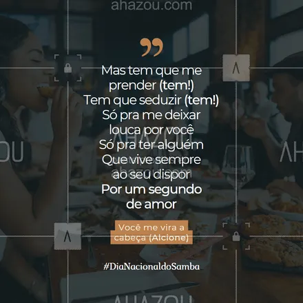 posts, legendas e frases de à la carte & self service para whatsapp, instagram e facebook: ✨ Você leu cantando por aí também? 🤭

Então chama aquela pessoa que vai te acompanhar na cantoria e nos pratos com a gente. Vamos celebrar o Dia Nacional do Samba juntos com esse e outros sucessos que amamos cantar. 😊

#DiaNacionaldoSamba #Samba #Comida #LetradeMusica #TrechosdeMusica #SambaeComida #AhazouTaste #Gastronomia #Gastro #ComidaBoa #Alcione #Restaurante

