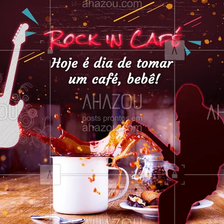 posts, legendas e frases de cafés para whatsapp, instagram e facebook: Para entrar no clima do Rock in Rio! ?? #rockinrio #café #ahazoutaste #cafés