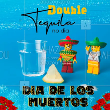 posts, legendas e frases de bares, cozinha mexicana para whatsapp, instagram e facebook:  É double até ficar muerto! Aproveita que é só hoje! ?‍♀? #ahazoutaste #bar #cocktails #drinks #vivamexico #texmex #cozinhamexicana #comidamexicana #tequila #diadelosmuertos #losmuertos #ahazoutaste 