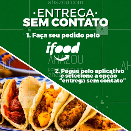 posts, legendas e frases de cozinha mexicana para whatsapp, instagram e facebook: Acabe com sua fome, mesmo sem sair de casa. Com a ''entrega sem contato'' você mata sua fome sem correr riscos!
#ahazou #comida #delivery #coronavirus #covid19 #ifood #entregassemcontato