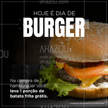 posts, legendas e frases de hamburguer para whatsapp, instagram e facebook: Aproveite nossa promoção!
Na compra de 1 hambúrguer leve 1 porção de fritas GRÁTIS ♥

#burger #ahazou #hamburgueria