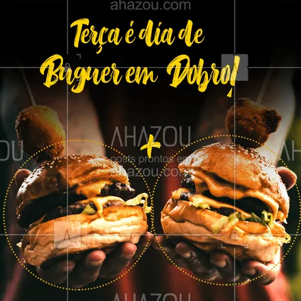 posts, legendas e frases de hamburguer para whatsapp, instagram e facebook: Traga um amigo, guarde pra viagem, ou se a fome tiver grande... coma os dois! #burger #hamburguer #ahazou #ahazoutaste #promocao