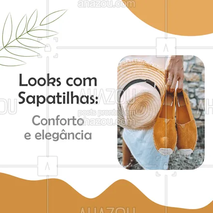 posts, legendas e frases de acessórios, moda feminina para whatsapp, instagram e facebook: As sapatilhas podem ser usadas em qualquer estação e são garantia de conforto e charme para o seu look! Você pode combinar sapatilhas com macacões em looks mais casuais, tanto com sapatilhas de bico arredondado quanto as mais detalhadas. #AhazouFashion #lookdodia #modafeminina #tendencia #dica #sapatilhas