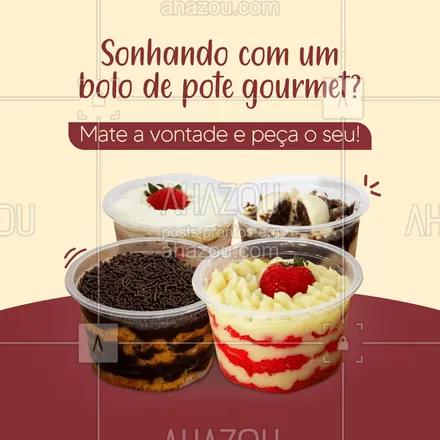 posts, legendas e frases de doces, salgados & festas, confeitaria para whatsapp, instagram e facebook: Nossos bolos são tudo de bom! e temos vários sabores para você escolher o seu preferido ou provar um de cada que é a nossa sugestão kk. Vem pedir o seu via delivery ? #ahazoutaste  #confeitaria #bolo #doces #confeitariaartesanal #docinhos #foodlovers #bolodepote #gourmet #sabores #delivery #pedido #entrega 