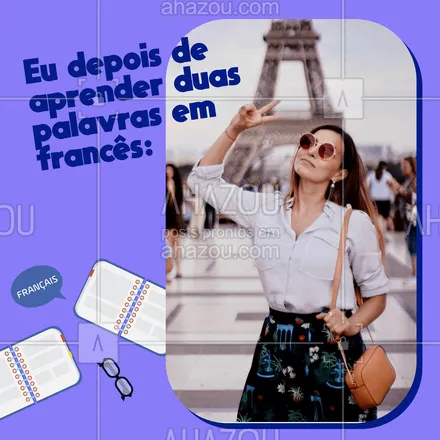posts, legendas e frases de línguas estrangeiras para whatsapp, instagram e facebook: Quem mais já se vê perto da Torre Eiffel depois da primeira aula de francês? ???
#memesmefrances #frances #AhazouEdu #aulasdefrances  #aulaparticular