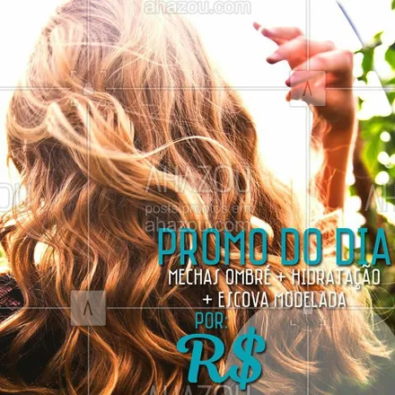 posts, legendas e frases de cabelo para whatsapp, instagram e facebook: Aproveite a promoção para cuidar das madeixas. Marque o seu horário agora mesmo! #cabelo #ahazou #cuidados #promocao #bonita

