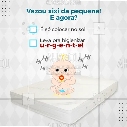 posts, legendas e frases de limpeza de sofás & tapetes para whatsapp, instagram e facebook: Vai deixar o colchão sujo ou já vai mandar higienizar? ? Fala a verdade, hein! ? #AhazouServiços #higienização #limpeza #engraçado #enquete