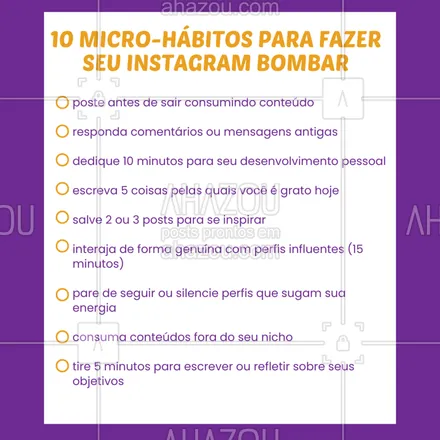 posts, legendas e frases de para whatsapp, instagram e facebook: ✨ Você sabia que pequenos hábitos podem transformar o crescimento do seu Instagram? ✨
Quer ver seu perfil bombar de verdade? 🚀 confira 10 micro-hábitos fáceis que podem fazer toda a diferença no seu alcance, engajamento e seguidores:
✅ Poste antes de consumir conteúdo: seja criativo logo cedo!
✅ Responda comentários ou mensagens antigas: mostre que você se importa com sua comunidade.
✅ Dedique 10 minutos ao seu desenvolvimento pessoal: crescer pessoalmente reflete no seu conteúdo.
✅ Liste 5 coisas pelas quais você é grato: transmita positividade em suas postagens.
✅ Salve 2 ou 3 posts para se inspirar: tenha sempre ideias frescas para criar.
✅ Interaja genuinamente com perfis influentes (15 min): construa conexões valiosas.
✅ Silencie ou pare de seguir perfis tóxicos: sua energia importa mais que tudo.
✅ Explore conteúdos fora do seu nicho: amplie sua visão criativa.
✅ Reserve 5 minutos para planejar ou refletir seus objetivos: um criador alinhado alcança melhores resultados.
💡 Dica bônus: consistência é a chave! Transforme esses hábitos em rotina e veja seu Instagram crescer de forma orgânica. 🌱
📌 qual desses hábitos você já pratica? Qual vai começar hoje? Conta nos comentários! E se você conhece alguém que precisa dar aquele UP no insta, compartilhe este post!
#marketingdigitaliniciantes #marketingparaempreendedores #microempreendedores #dicasdemarketingdigital #crescimentonoinstagram