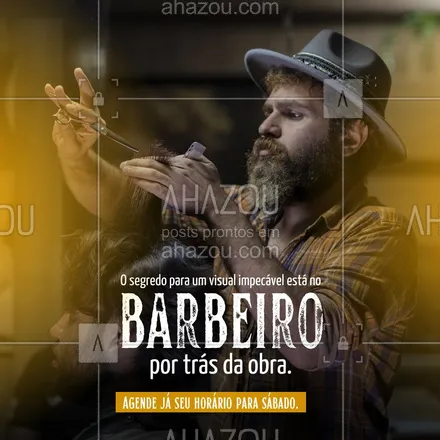posts, legendas e frases de barbearia para whatsapp, instagram e facebook: 💇‍♂️🧔 Homens de todos os estilos escolhem a nossa barbearia como seu refúgio para beleza e estilo. Marque já um horário para sábado e desfrute de uma experiência que vai fazer você chamar a atenção por onde for. #Barbearia #CorteDeCabelo #Barba #AhazouBeauty #barber  #barberLife  #barberShop  #barbershop  #brasilbarbers #Estilo #Tradição #EstiloMasculino