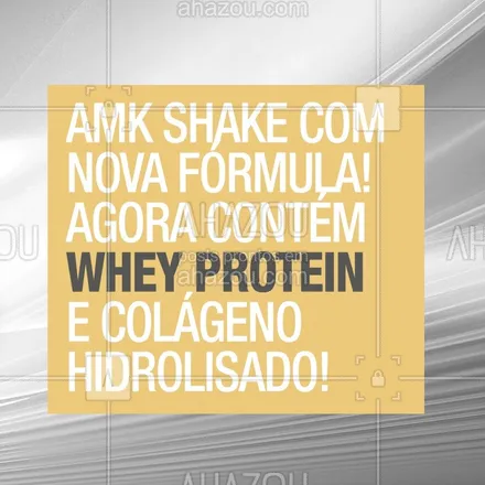posts, legendas e frases de amakha para whatsapp, instagram e facebook: CHEGARAM OS NOVOS SHAKES!!⠀
⠀
O que era bom ficou ainda melhor! O AMK Shake agora tem menos calorias, mais fibras alimentares e menos carboidratos! Conta com 13 vitaminas e 11 minerais, além do Colágeno Hidrolisado. A fórmula é composta por 44,5% de proteína incluindo Whey Protein. E está com muito mais sabor!⠀
E tem mais! Agora você encontra em duas versões: o pote de 540g e o pouch com 7 sachês de 27g cada!⠀
Experimente agora mesmo nos sabores Chocolate, Baunilha e Morango!⠀
(Pouch estará disponível em breve)⠀
⠀
#amakhaparis #amakha #amakhacosmeticos⠀⠀⠀
#mmn #sejaamakha #nutraceuticos #amkshake⠀
#wheyprotein #whey #sabor #saude #vida #chocolate #morango #baunilia #vitamina #minerais #shape #corpo #body #health⠀
⠀
#PraCegoVer #PraTodosVerem⠀
Card. Em um fundo cinza está o texto em letras brancas dentro de um quadrado amarelo “AMK Shake com nova fórmula! Agora contém Whey Protein e Colágeno Hidrolisado! #ahazourevenda #ahazouamakha