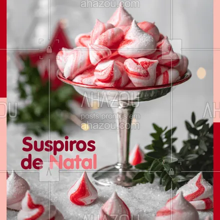 posts, legendas e frases de doces, salgados & festas para whatsapp, instagram e facebook: Que tal decorar sua mesa de Natal com suspiros natalinos lindos e deliciosos? ?#suspiros #ahazou #natal

