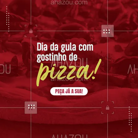 posts, legendas e frases de pizzaria para whatsapp, instagram e facebook: Esse dia é perfeito para comemorar com pizza. Venha conferir nosso cardápio, temos de vários sabores para matar a sua gula.😋
 #ahazoutaste #diadagula #pizza  #pizzalife  #pizzalovers  #pizzaria #pizzavegetariana 