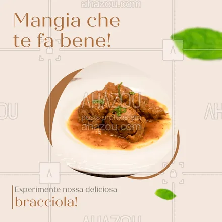 posts, legendas e frases de cozinha italiana para whatsapp, instagram e facebook: Mamma mia! Uma bracciola dessa não dá para resistir! Entre em contato e peça já a sua! #restauranteitaliano #comidaitaliana #ahazoutaste #italianfood #italy #cozinhaitaliana #bracciola