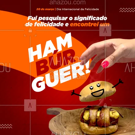 posts, legendas e frases de hamburguer para whatsapp, instagram e facebook: Hambúrguer é a definição da felicidade e nós temos opções incríveis para você! Entre em contato e peça já o seu. Entre em contato e peça o seu. #hamburgueriaartesanal #hamburgueriaartesanal #hamburgueria #burgerlovers #ahazoutaste #burger #artesanal #felicidade #diadafelicidade #fiainternacionaldafelicidade