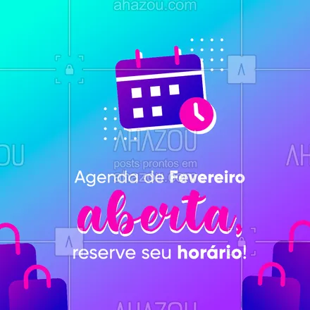 posts, legendas e frases de assuntos variados de revenda para whatsapp, instagram e facebook: Não perca tempo e aproveite para reservar seu horário em nossa agenda de fevereiro. 📅 #AhazouRevenda #consultora #marcas #revenda #agendaaberta #horáriosdisponíveis 