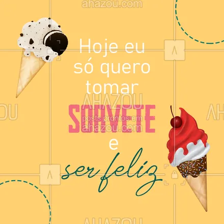 posts, legendas e frases de gelados & açaiteria para whatsapp, instagram e facebook: Com um sorvete na mão, fica fácil sorrir, né? ? 
#sorvete #sorveteria #ahazoutaste #gelados #feliz #sorrisos