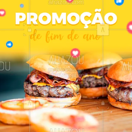 posts, legendas e frases de hamburguer para whatsapp, instagram e facebook: Aproveite nossas promoções de fim de ano!
#ahazou #promocao #fimdeano