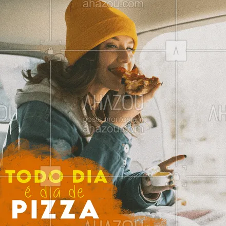 posts, legendas e frases de pizzaria para whatsapp, instagram e facebook: Não importa o dia, não importa a hora, pizza é boa a qualqeur momento! Ta esperando o que? Pede a sua ai! #ahazou #pizza #fastfood