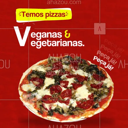 posts, legendas e frases de pizzaria para whatsapp, instagram e facebook: Temos deliciosas opções veganas e vegetarianas, peça já a sua! 🍕 #ahazoutaste #pizza #pizzalovers #pizzaria #pizzavegana #pizzavegetariana