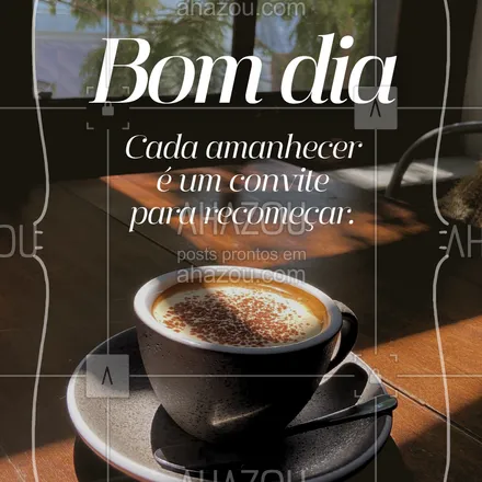 posts, legendas e frases de  para whatsapp, instagram e facebook: Bom Dia! ✨ Hoje você tem a chance de escrever uma nova página da sua história. Aproveite cada detalhe e não desperdice essa oportunidade! 💪 #bomdia #motivação #recomeçar