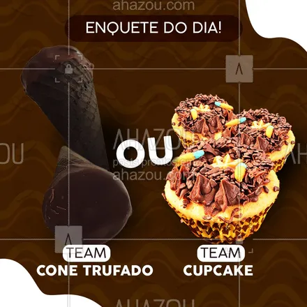 posts, legendas e frases de confeitaria para whatsapp, instagram e facebook: E aí, qual ganha o seu voto nessa enquete? O cone trufado ou o cupcake!
Comenta!
#ahazoutaste #conetrufado #cupcake  #doces  #confeitariaartesanal  #confeitaria 
