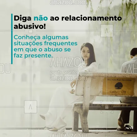 posts, legendas e frases de saúde mental para whatsapp, instagram e facebook: Assim como frases pesadas, um relacionamento abusivo é marcado por situações que costumam serem recorrentes, já que existe um desiquilíbrio na relação, o que leva ao evidenciamento do comportamento tóxico.

1. Ciúmes excessivo e a necessidade de controlar os passos da vítima;
2. Impedir o contato com os amigos e familiares;
3. Constrangimentos em público;
4. Não aceitar se contrariado e/ou questionado;
5. Obrigar o parceiro(a) a realizar as vontades e desejos do abusador;
6. Agressões físicas;
7. Ameaças e provocações.
#AhazouSaude #headspace #mentalhealth #saudemental #viverbem #relacionamentoabusivo