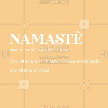 posts, legendas e frases de yoga para whatsapp, instagram e facebook: NA•MAS•TE É a palavra sânscrita mais conhecida no mundo, mas você sabe o significado? É uma saudação tradicional na Índia e também conhecida como Namaskar e Namaskaram. Geralmente falada com as palmas das mãos juntas e ponta dos dedos apontadas para cima, na postura da prece. E é tido como um gesto de reverência. Namaste! ?? #AhazouSaude #meditation #yogalife #yoga #namaste #yogainspiration #meditacao #energia #namaste #significado #AhazouSaude 